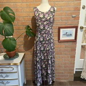 Vintage 90’s Y2K All That Jazz Floral Grunge Purple Maxi Dress Size Medium